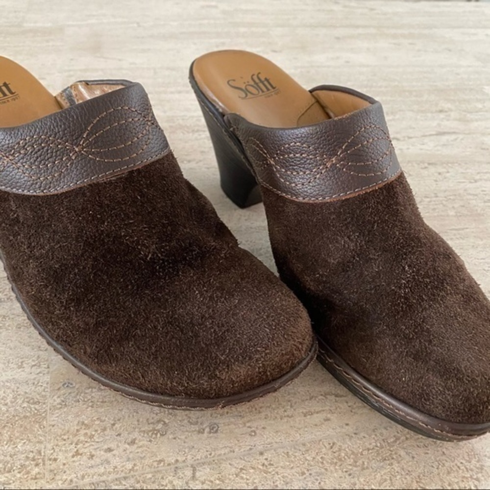 Soft Brown Suede Clogs